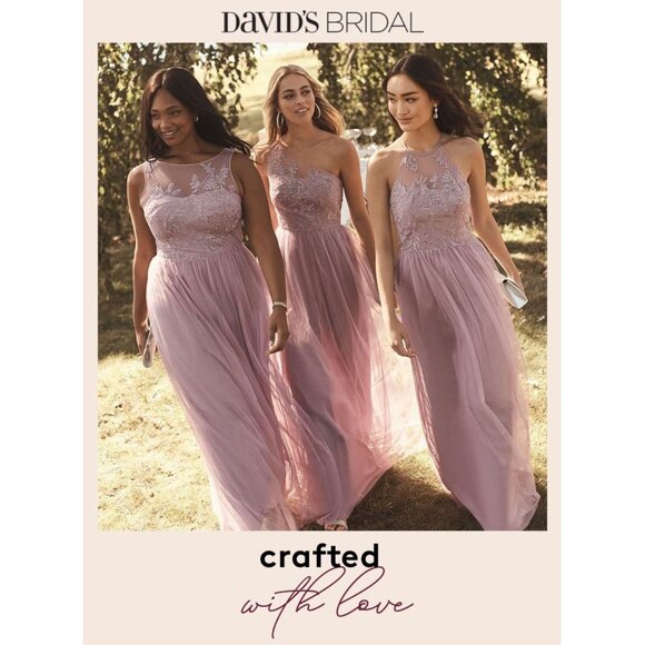 Davids Bridal Lavender One-Shoulder Embroidered Prom Bridesmaid Dress Gown - Picture 16 of 16